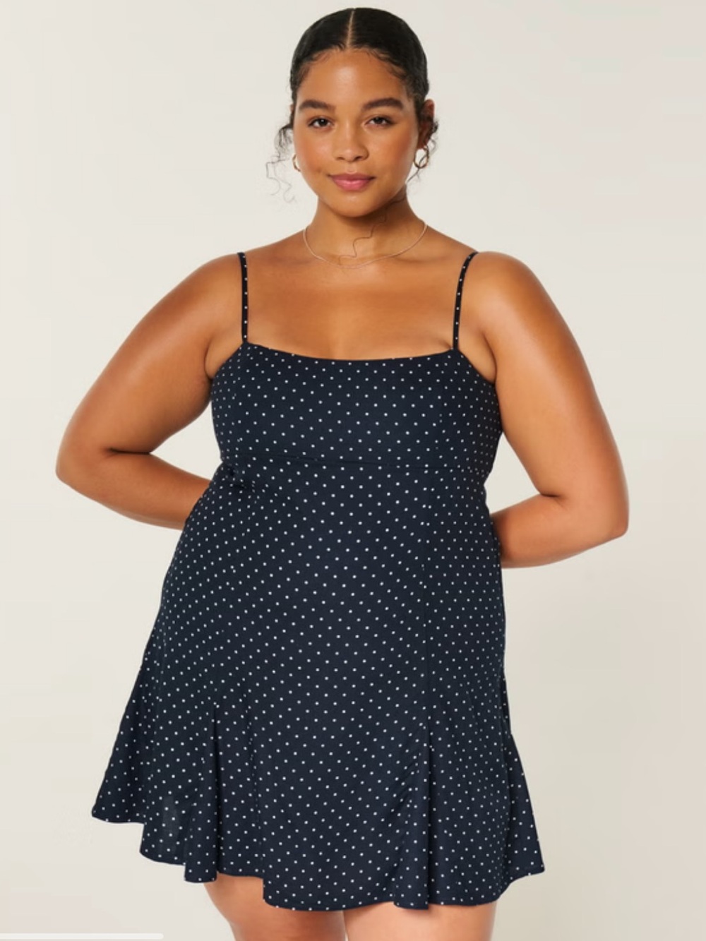 Navy Polka Dot Mini Dress